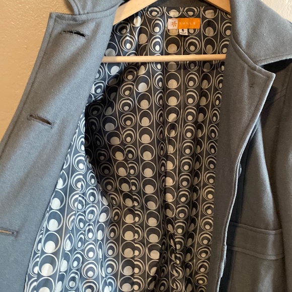 Anthropologie Tulle Gray Wool Button Up Peacoat Size Small - Picture 8 of 12